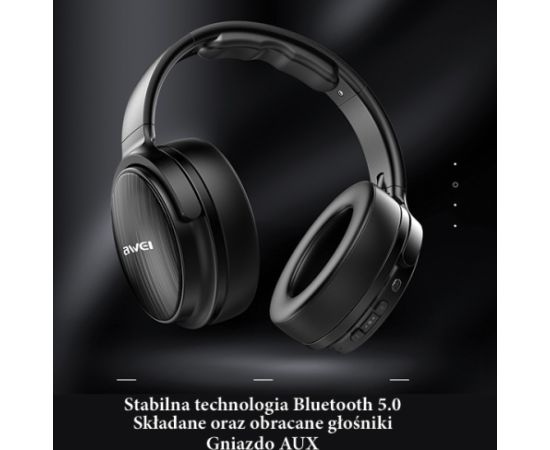 Awei A780BL Bluetooth austiņas uz ausīm melnas