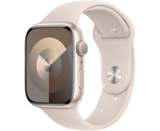 Apple Watch Series 9, Smartwatch (silver/light beige, aluminum, 45 mm, sports band)