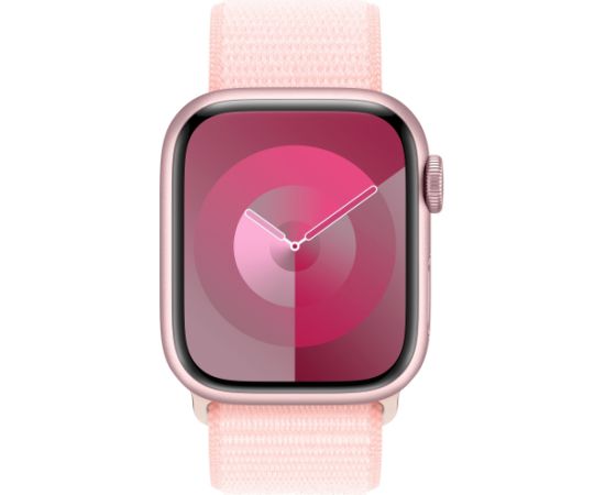 Apple Watch Series 9, Smartwatch (pink/rose, aluminum, 41 mm, Sport Loop, Cellular)