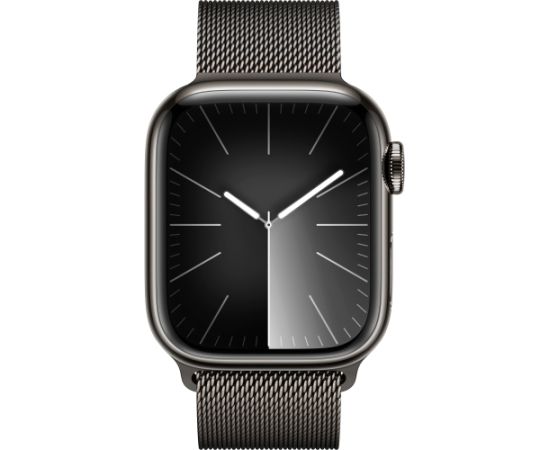 Apple Watch Series 9, Smartwatch (graphite/graphite, stainless steel, 41 mm, Milanese bracelet, cellular)