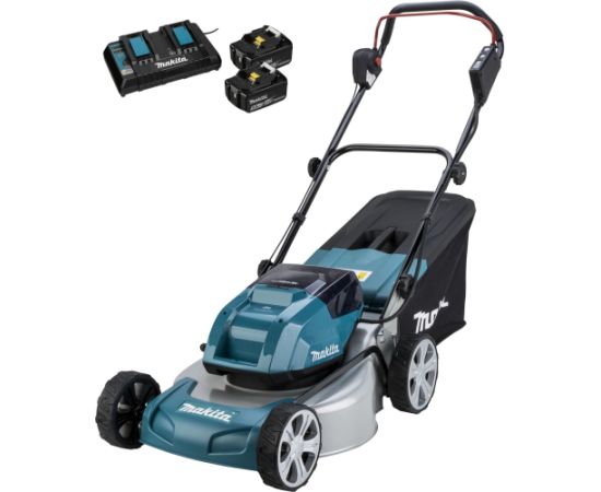 Makita cordless lawnmower DLM463PT2, 36Volt (2x18Volt) (blue/black, 2x Li-ion battery 5.0Ah)