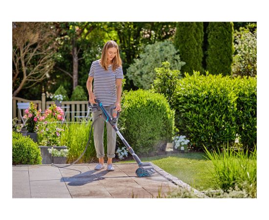 GARDENA cordless multi-cleaner AquaBrush Patio 18V P4A, hard floor cleaner (grey/turquoise, Li-Ion battery 2.5Ah P4A, POWER FOR ALL ALLIANCE)