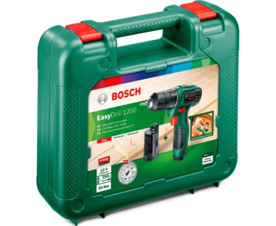 Bosch cordless drill/screwdriver EasyDrill 1200 (green/black, 2x Li-ion battery 1.5Ah, case)