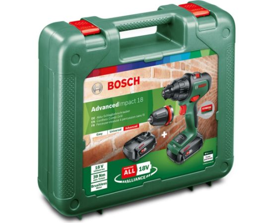 Bosch cordless impact drill AdvancedImpact 18 (green/black, 2x Li-ion battery 1.5Ah, case, POWER FOR ALL ALLIANCE)