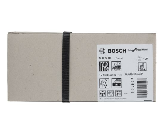 Bosch saber saw blade S 1022 HF Flexible for Wood and Metal, 100 pieces (length 200mm)