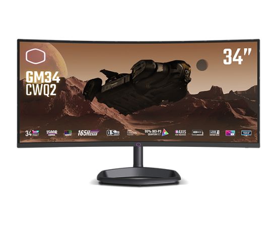 Cooler Master GM34-CWQ2, LED monitor - 34 - black, UWQHD, VA, curved, quantum dot, 180Hz panel