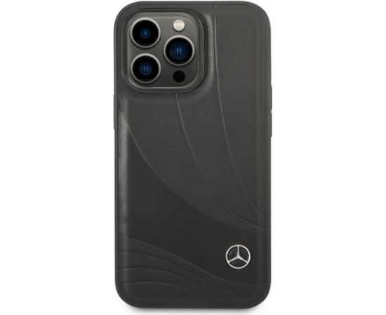 3MK Mercedes MEHCP14X8ROLK iPhone 14 Pro Max 6,7" czarny|black hardcase Leather Wave Patern