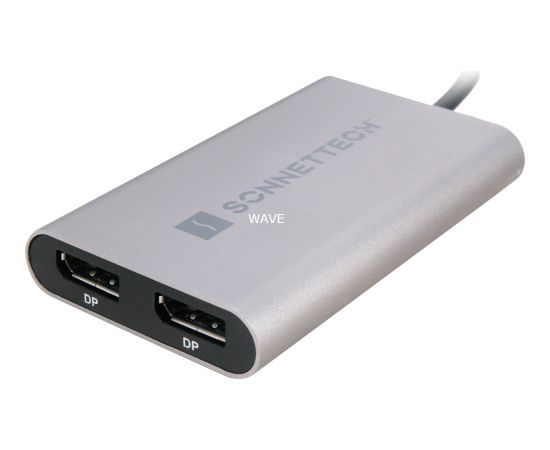 Sonnet Adapter Thunderbolt 3 > Dual DisplayPort (grey/black, 30cm)