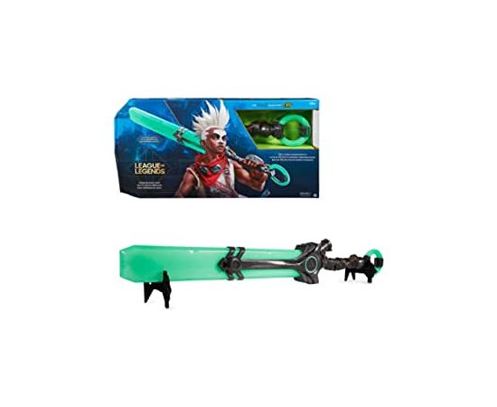 Spin Master League of Legends Ekko Life Size Racket RPG (Over 90cm Tall With 15+ Legendary Lights and Sounds High Quality Cosplay Pedestal Champion Collection)