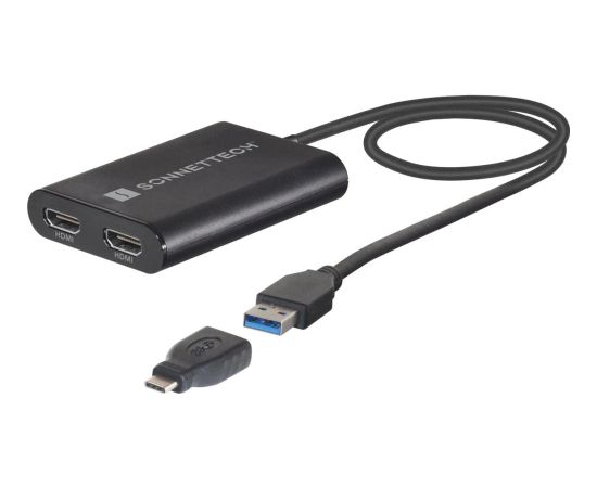 Sonnet Adapter USB 3 Dual 4K 60Hz HDMI, for M1 Macs (black, 30cm)