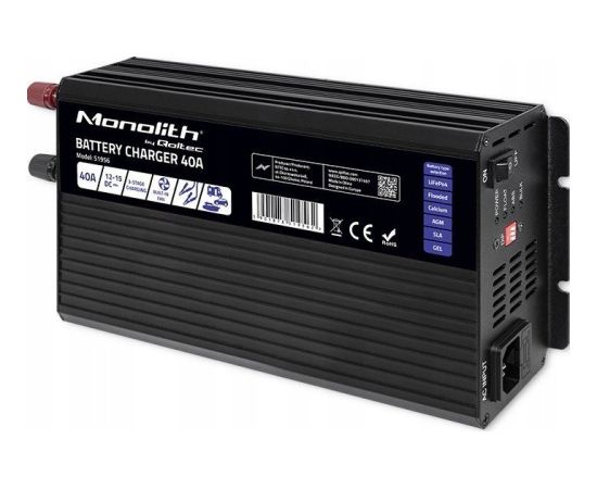 Qoltec  lādētājs LiFePO4 AGM GEL SLA | 40A | 12V