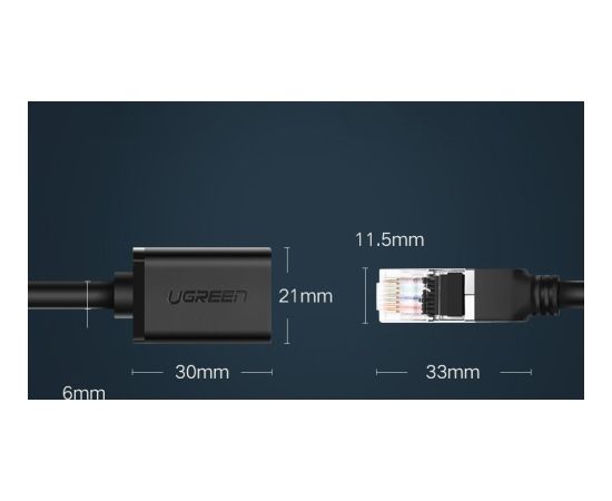 Удлинительный кабель Ugreen Ethernet RJ45 Cat 6 FTP 1000Mbps 2m Black (NW112 11281)