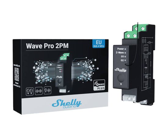 2-channel DIN rail relay with energy measurement Shelly Qubino Pro 2PM