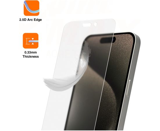 Vmax tempered glass 0.33mm clear glass for  iPhone 15 6,1" matte