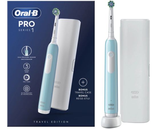 BRAUN D 305.513.3X elektriskā zobu birste Cross Action+ ceļojuma futrālis, zila