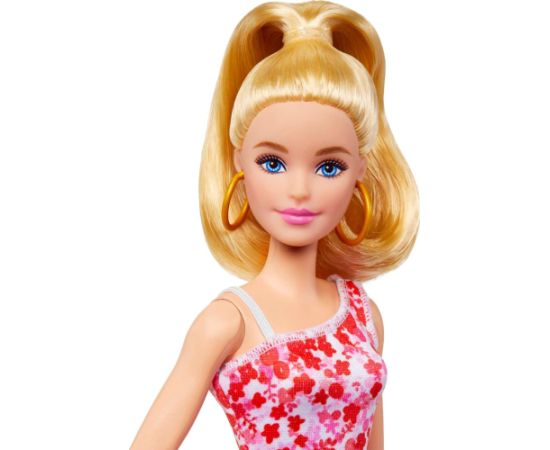 Lalka Barbie Mattel Fashionistas w różowo-czerwonej, kwiecistej sukience (FBR37/HJT02)