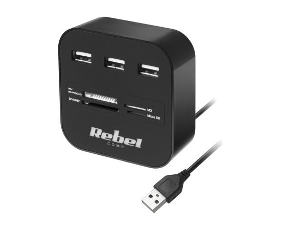 Rebel КОМ1020 USB 2.0 Концентратор с кардридером microSD / SD / SDHC