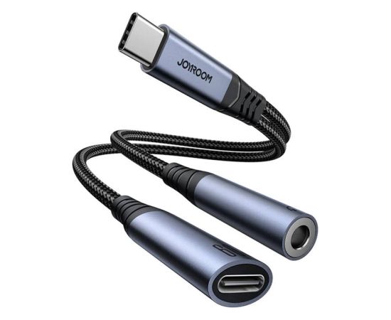 2-in-1 Audio adapter Joyroom SY-C02 Type-C to 3.5mm + Type-C (black)