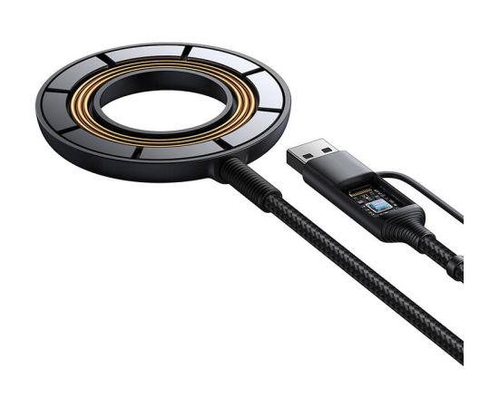 Joyroom JR-WQM03 magnetic charger, USB + USB-C, 1.2m (black)