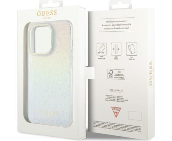 Guess IML Faceted Mirror Disco Iridescent Case Защитный Чехол для iPhone Apple 15 Pro Max
