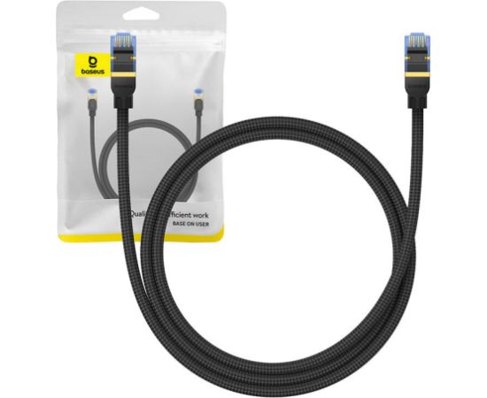 Braided network cable cat.7 Baseus Ethernet RJ45, 10Gbps, 1m (black)