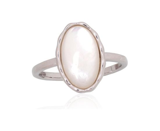 Sudraba gredzens #2101939(PRh-Gr)_PL, Sudrabs 925°, rodijs (pārklājums), Perlamutrs, Izmērs: 19.5, 3 gr. Sieviešu