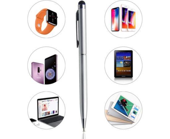 iLike PN1 Universāls 2in1 kapacitīvo ekrānu Stylus ar pildspalvu (Mobilajiem telefoniem un Planšetdatoriem) Sudrabains