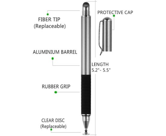 iLike P21 Kapacitīvais 2in1 Stylus irbulis augstu precizitāti un zīmēšanu (Planšetēm / Telefoniem) Sudraba