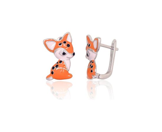 Sudraba auskari ar 'angļu' slēdzēju #2204173(PRh-Gr)_ML-MIX, Sudrabs 925°, rodijs (pārklājums), Juvelieru emalja, 2.6 gr. Ar "angļu" slēdzēju