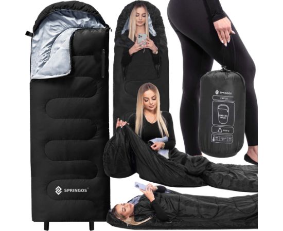 Походный спальный мешок с капюшоном 2в1 Springos CS0122 220х80 см Спальные мешки
