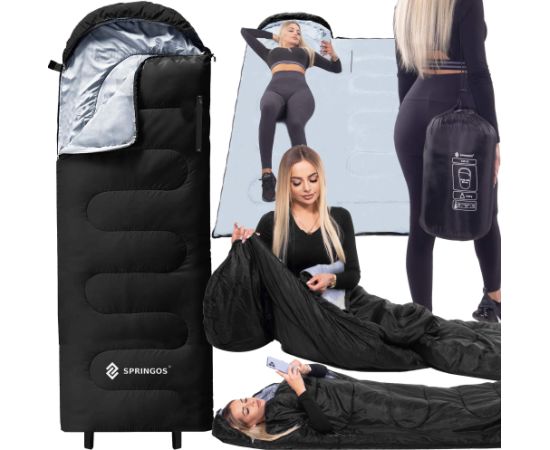 Походный спальный мешок с капюшоном 2в1 Springos CS0122 220х80 см Спальные мешки