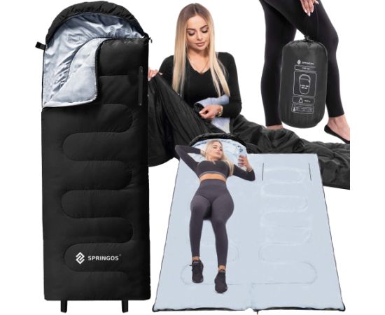 Походный спальный мешок с капюшоном 2в1 Springos CS0122 220х80 см Спальные мешки