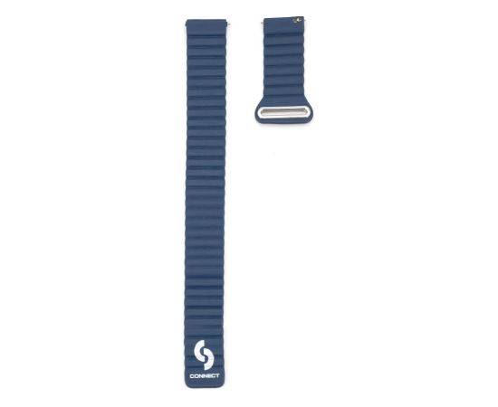 Connect   22mm Flat head Leather - Silicone Loop Magnetic Strap (130mm M/L) Midnight Blue