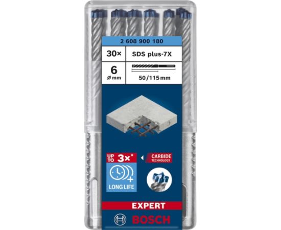 Bosch Expert hammer drill SDS-plus-7X, 6mm, 30 pieces (working length 50mm)