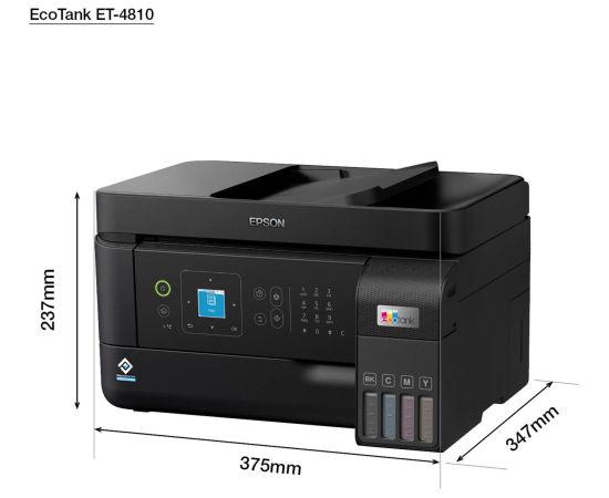 Epson EcoTank ET-4810, multifunction printer (black, USB, LAN, WLAN, scan, copy, fax) Lāzera daudzfunkciju printeri