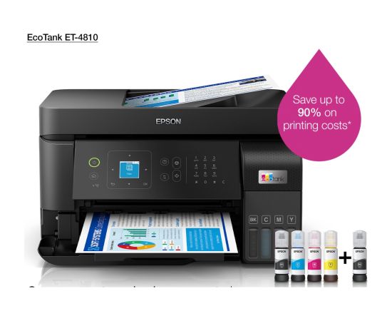 Epson EcoTank ET-4810, multifunction printer (black, USB, LAN, WLAN, scan, copy, fax) Lāzera daudzfunkciju printeri