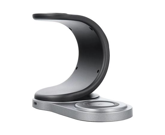 Forcell 3in1 P 15W Беспроводная Magsafe Qi Зарядка Штатив для Смартфона / Смарт часов / TWS наушников Черный