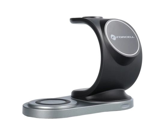 Forcell 3in1 P 15W Беспроводная Magsafe Qi Зарядка Штатив для Смартфона / Смарт часов / TWS наушников Черный