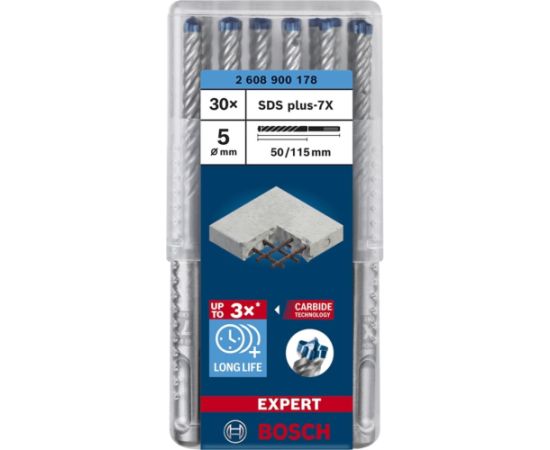 Bosch Expert hammer drill SDS-plus-7X, 5mm, 30 pieces (working length 50mm)