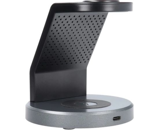 Forcell 3in1 C 3в1 15W Беспроводная Magsafe Qi Зарядка Штатив для Смартфона / Смарт часов / TWS наушников Черный