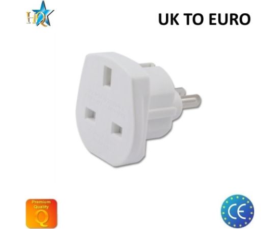 HQ Переходник сетевого гнезда UK (Аглия) 3pin на Euro стандарт 2Pin UK на EU адаптер Белый (OEM)