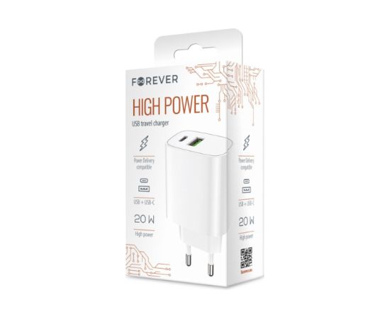 Forever LS-04 USB / USB-C Tīkla Lādētājs 20W