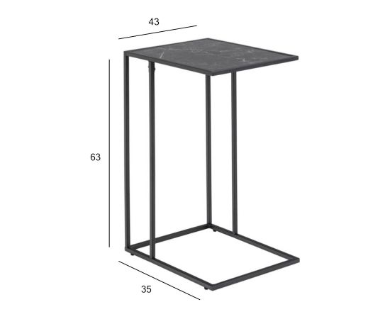 Portatīvā datora galds INFINITY, 43x35xH63cm, melns marmors