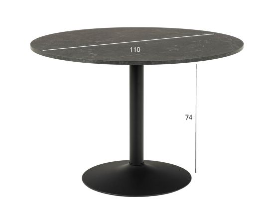 Dining table IBIZA D110xH74cm, black marble