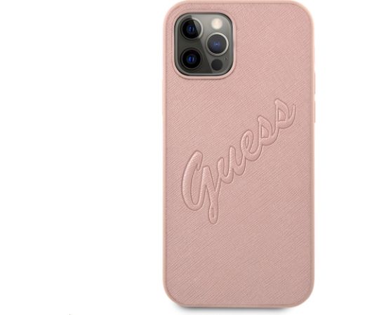 GUHCP12LRSAVSRG Guess PU Saffiano Vintage Script Case for iPhone 12 Pro Max Rose Gold