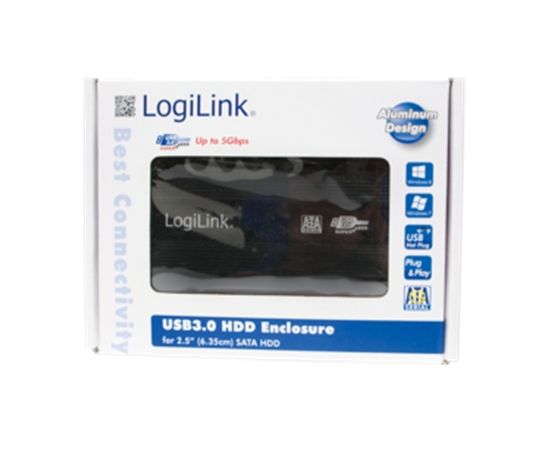 Logilink External hard drive enclosure, black 2.5", SATA, USB 3.0