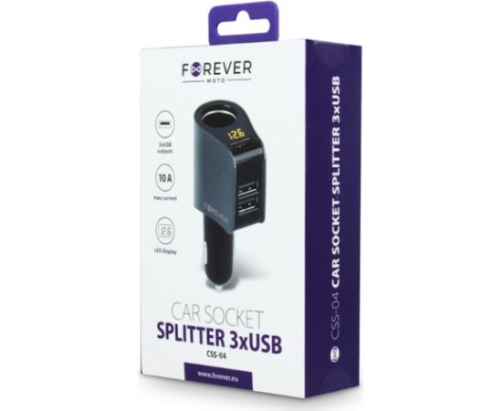 Forever CSS-04 3x USB Automašīnas Lādētājs