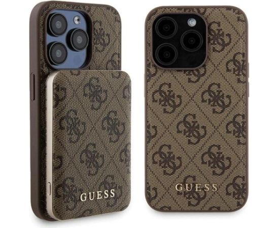 Guess GUBPM5P15X4GEMGW Aizmugurējais Apvalks + Ārējais Akumulators priekš Apple iPhone 15 Pro Max