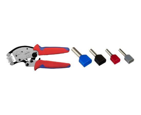 KNIPEX self-adjusting crimping pliers Twistor 16 (red/blue, for ferrules)