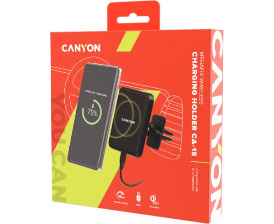 CANYON car charger CA-15 15W Megafix Wireless Magnetic Black
